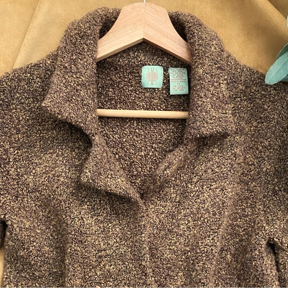 Anthropologie Sweater Jacket Velvet Details by HWR Velvet Accents - Picture 4 of 13
